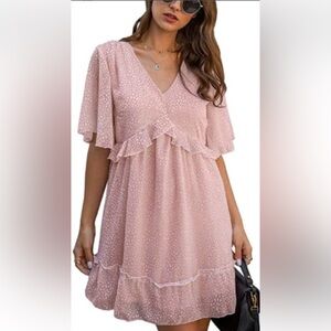 Chic Blush Ruffle Mini Dress